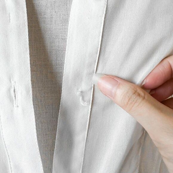 Candela White Sheer Lace Button Down Bell Sleeve Peplum Blouse Top Size XS - Picture 7 of 8